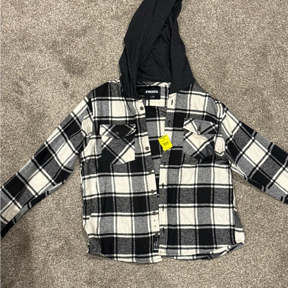 Boys RSQ Black and White Plaid Kids Shirt